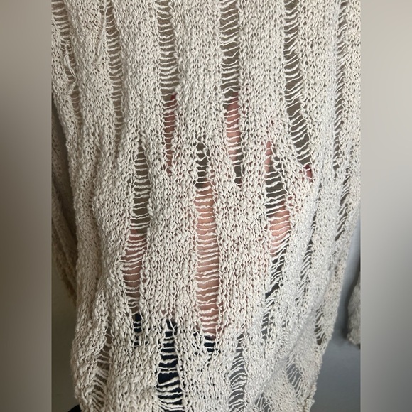 Jessica Simpson Cream Crew Neck Sweater with Textured Knit - Picture 5 of 5